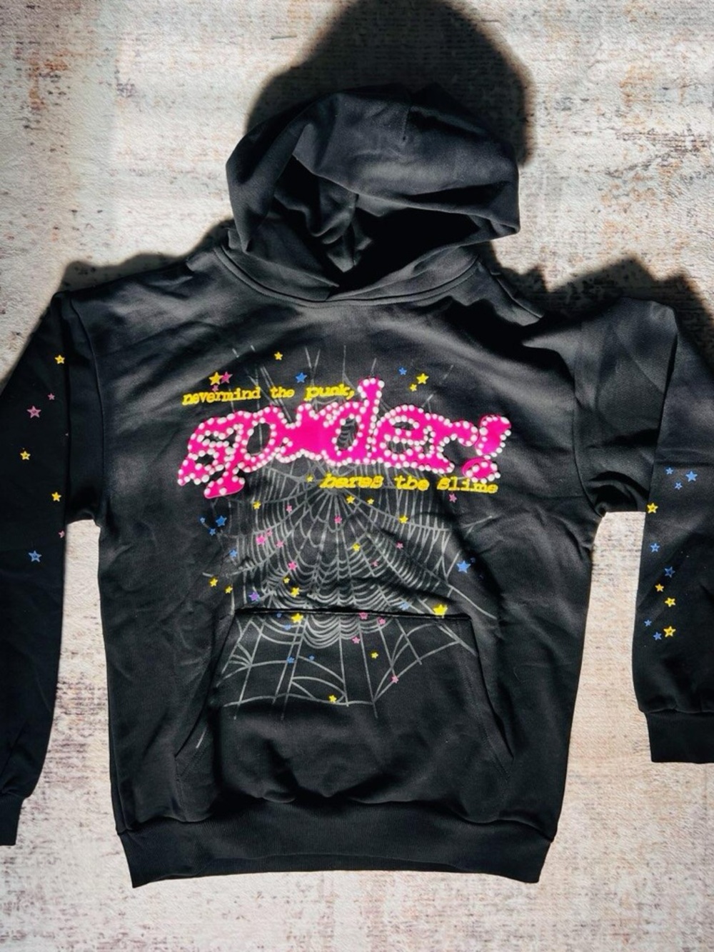 Kids Black 'Spiders' Graphic Hoodie - Youth Pullover Sweatshirt